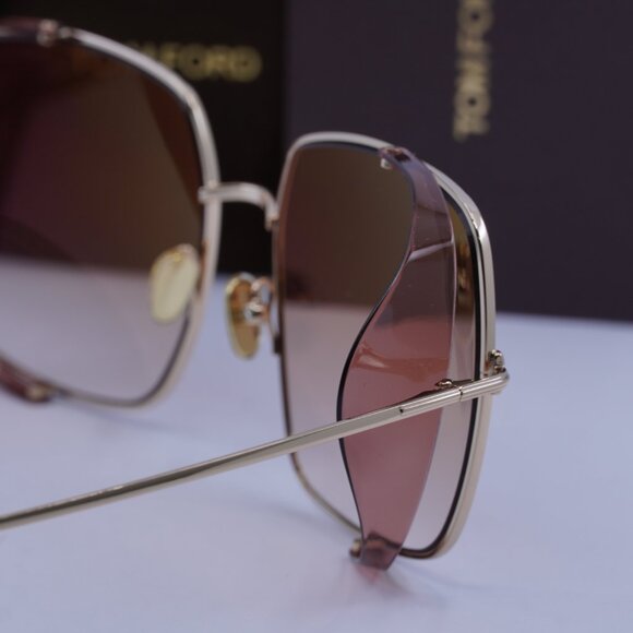 Tom Ford FT0901 28F Toby 02 Square Sunglasses - Gold Purple/Brown - Picture 8 of 10